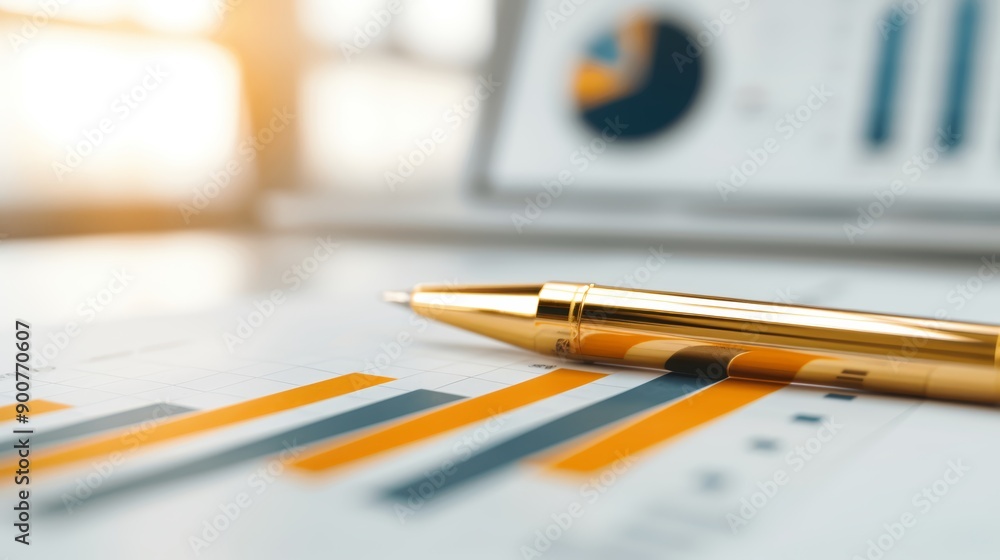 Poster a detailed shot of a stock market report with various indices and performance graphs, with copy spac