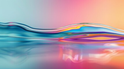 Fototapeta premium A close-up of colorful abstract reflections on a calm water surface, creating a painterly effect