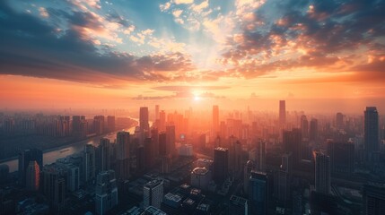 Fototapeta premium Sunrise over the Cityscape