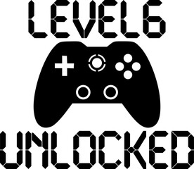 Level 6 Unlocked Gamer Birthday Design