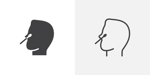 Nasal swab colored icon set