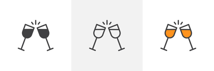 Wine toast colored icon set