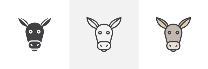 Donkey colored icon set