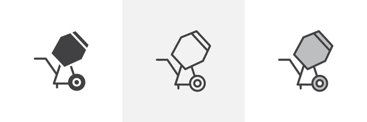 Cement mixers icon symbol collection on white background.