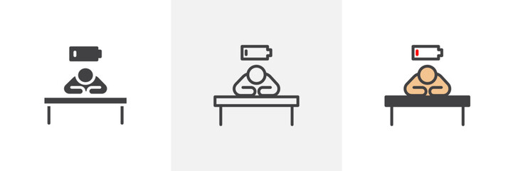 Tired person colored icon set