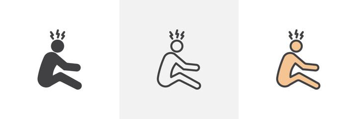 Depression colored icon set