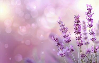 Naklejka premium Lavender Blossoms in Soft Sunlight