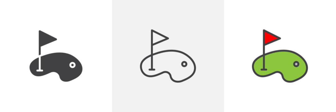 Golf yard colored icon set