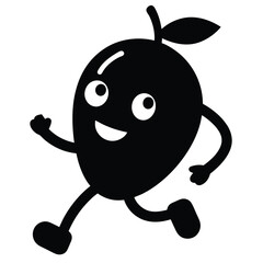 Obraz premium running Mango character, cartoon vector silhouette