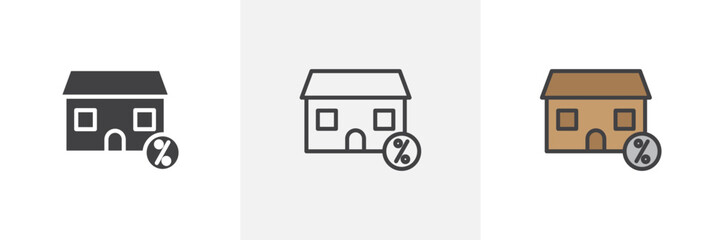 Mortgage rate colored icon set
