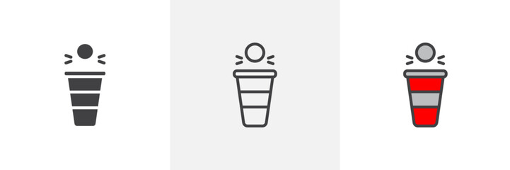 Beer pong colored icon set