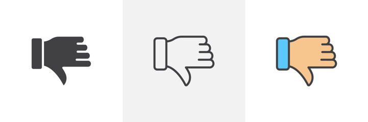 Thumb down colored icon set