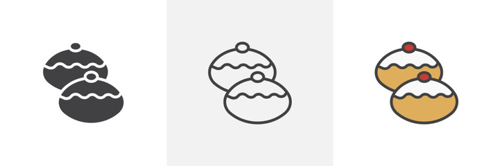 Sufganiyah colored icon set