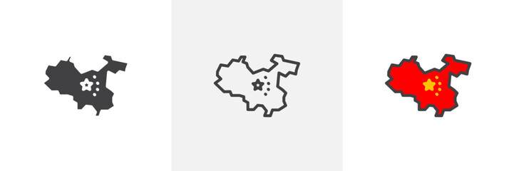 China map colored icon set