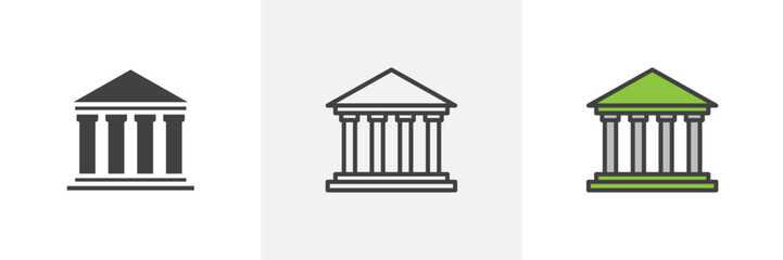 Courthouse colored icon set