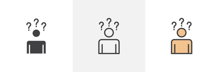 Curious human colored icon set