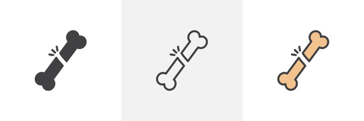 Broken bone colored icon set