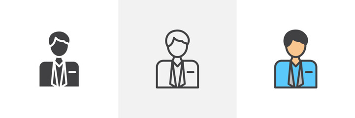 Cashier colored icon set