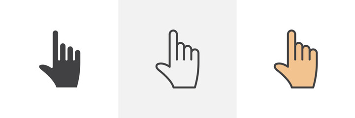 Pointing hand colored icon set