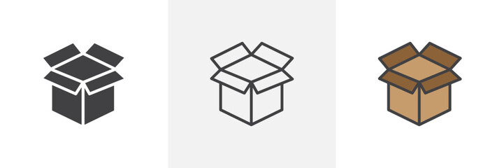 Open box colored icon set