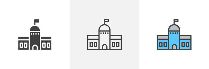 City hall colored icon set