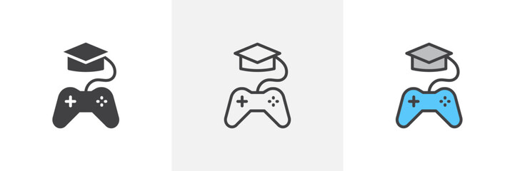 Game based learning colored icon set