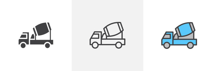Fototapeta premium Cement truck colored icon set