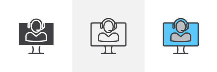 Tech support colored icon set