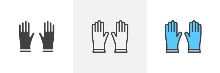Gloves colored icon set