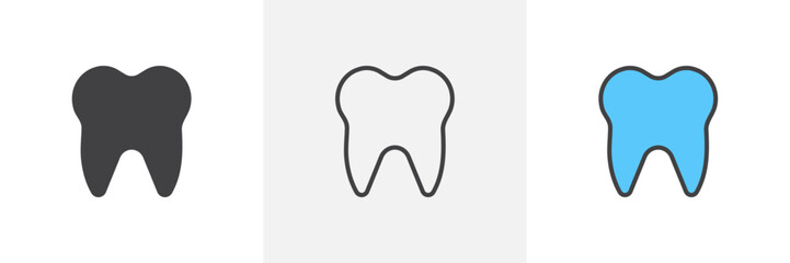 Tooth icon symbol collection on white background.
