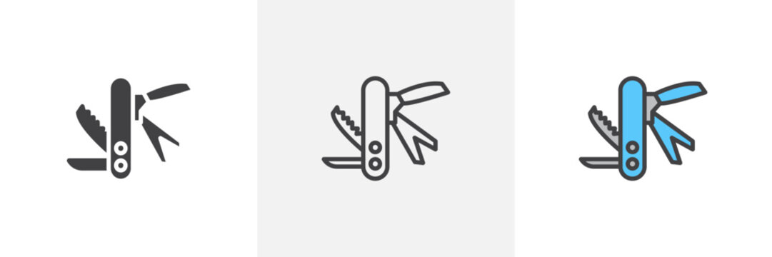 Swiss knife colored icon set