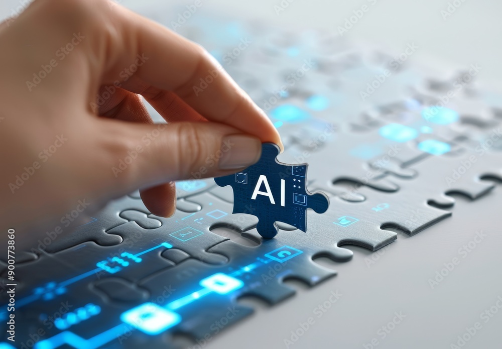 Poster an abstract background that conveys artificial intelligence technology.