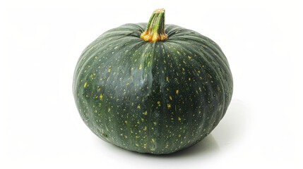 Whole green pumpkin on white background