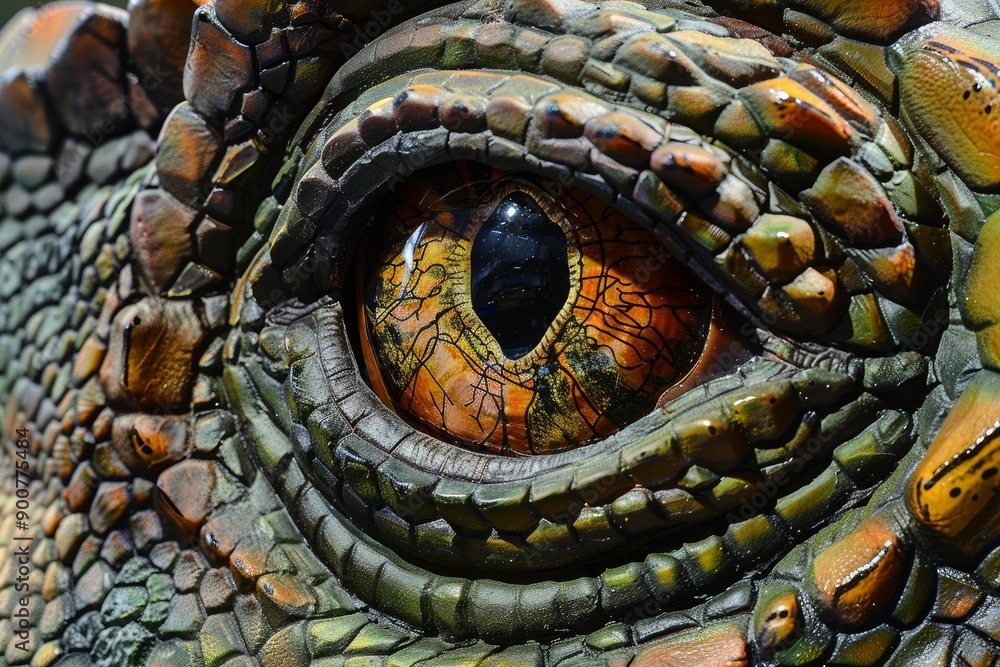 Poster detailed macro shot capturing the intricate texture of a reptile's eye and surrounding scales