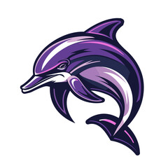 Obraz premium Dolphin vector mascot logo design with modern illustration concept style for badge, emblem and tshirt printing. Dolphin sticker. Dolphin illustration for sport and esport team logotype