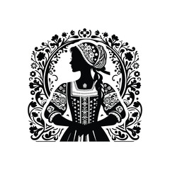 Obraz premium woman wear traditional fashion Swedish folk costume with floral prints 