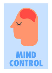 A person with closed eyes and brain doing Mind Control, relax, rest, feel good.