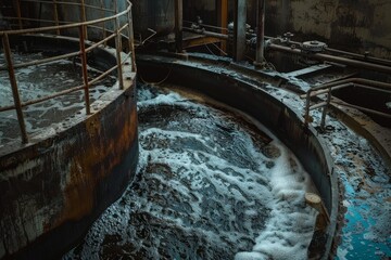 Advanced industrial wastewater treatment process using aeration tanks to control pollution and recycle contaminated water in a sustainable and ecofriendly manner