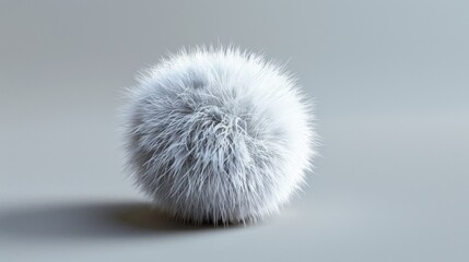 White Furry Sphere on a Gray Background