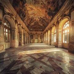 Obraz premium an empty room with a ceiling painted in gold