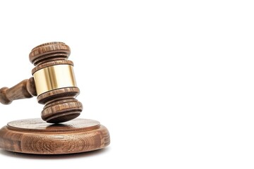 A bright image gavel being used in a legal proceeding copy space