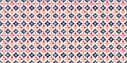 Watercolor Geometric Pattern, Navy, Pink, Gold, Elegant, Moroccan Tile Design, Modern Interior Design. 
