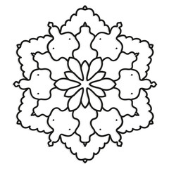 Easy and Bold Coloring Page Vector with Floral Geometric Object 