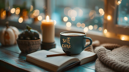 cup of coffee and book