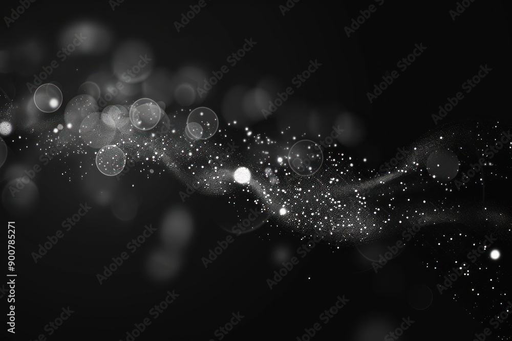 Poster abstract black background with bokeh effect and lens flare effect