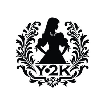 black silhouette woman y2k design clip art preview