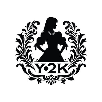 y2k silhouette woman black floral design clip art preview