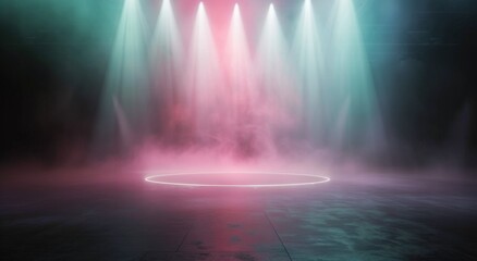 Fototapeta premium Pink and Green Fog On A Reflective Surface