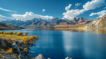 Scenic Mountain Lake Surrounded by Majestic Peaks