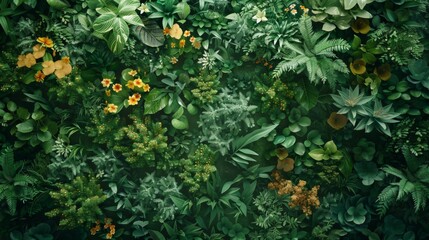 Fototapeta premium Lush Green Floral Wall